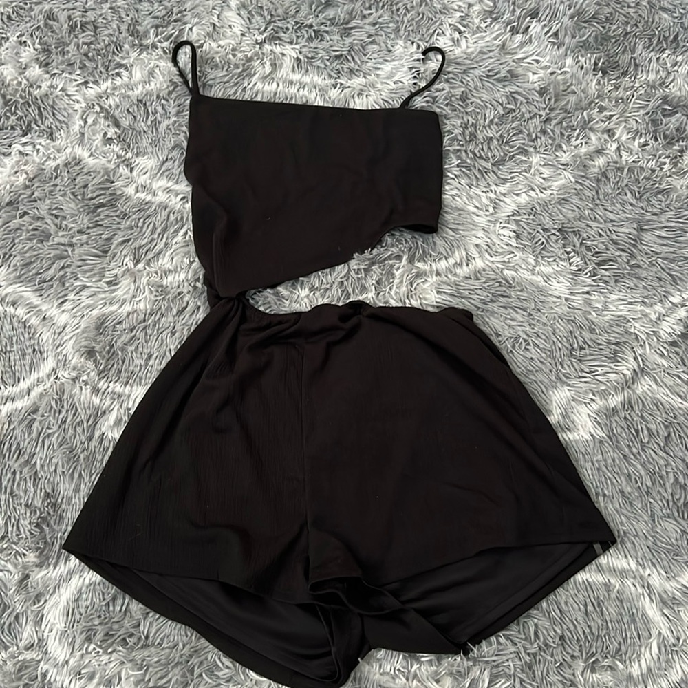Open back tie romper